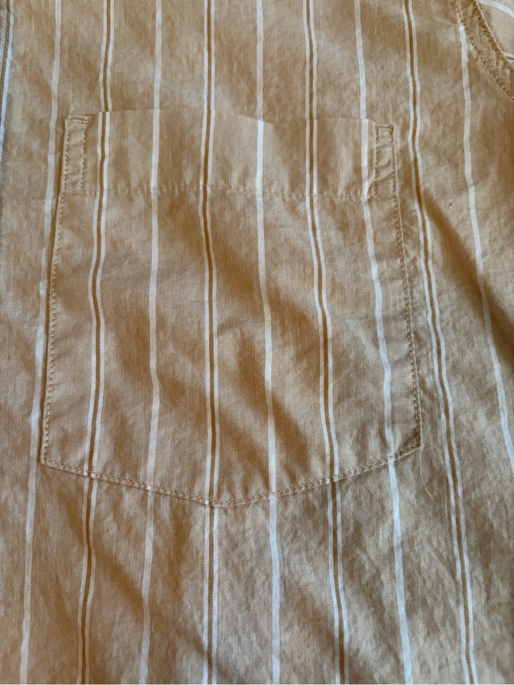 Everlane Cropped Button-Down Shirt Size Small Oversized Stripe Tan White - Picture 4 of 9